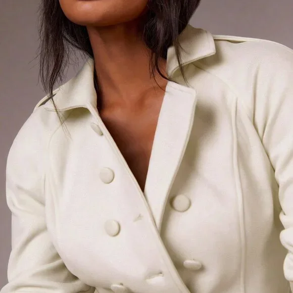 Apricot Elegant Women's Double-Breasted Jacket - Picture 6 of 6